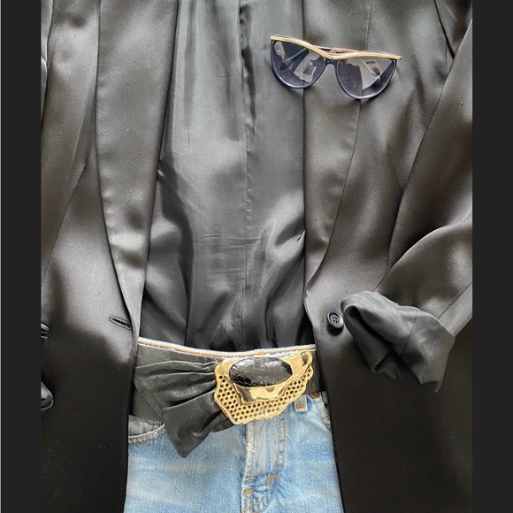 Vintage 80's genuine leather jewel belt - Picture 3 of 4